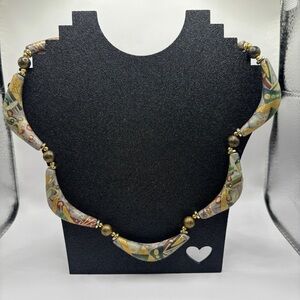 Japan Women’s Artistic Hand painted Beaded CurvedTubular Painted Necklace